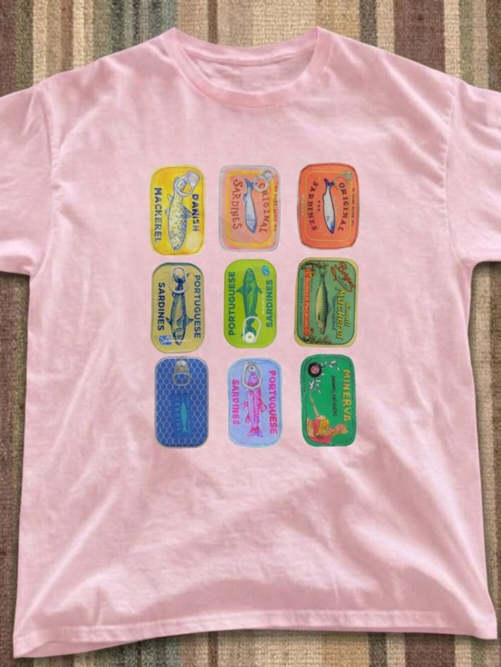 Gildan Light Pink Canned Sardines Graphic T-Shirt